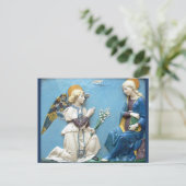 Annunciatie Angel Virgin Mary Della Robbia Blue Briefkaart (Staand voorkant)