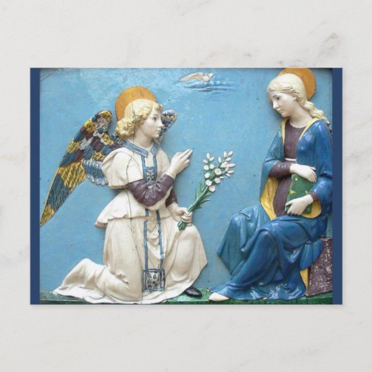 Annunciatie Angel Virgin Mary Della Robbia Blue Briefkaart (Voorkant)