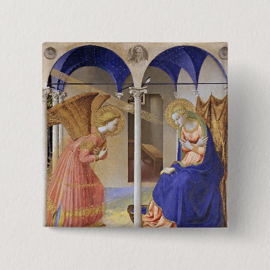 Annunciatie van Fra Angelico Vierkante Button 5,1 Cm (Voorkant)