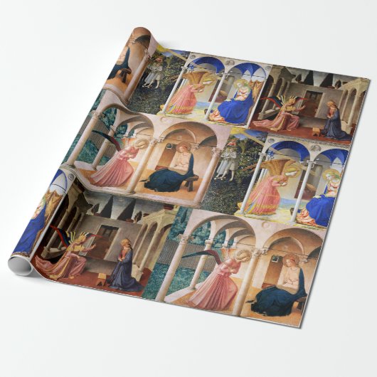 ANNUNCIATIE VAN Fra Beato Angelico kerstrapp Cadeaupapier (Uitgerold)