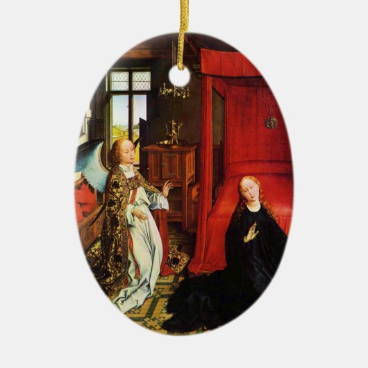 ANNUNCIATION ANGEL Archangel Gabriel en Virgin Keramisch Ornament (Voorkant)