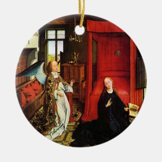 ANNUNCIATION ANGEL Archangel Gabriel en Virgin Keramisch Ornament (Voorkant)