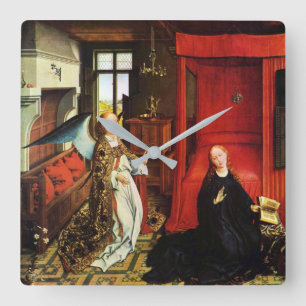 ANNUNCIATION ANGEL Archangel Gabriel en Virgin Vierkante Klok