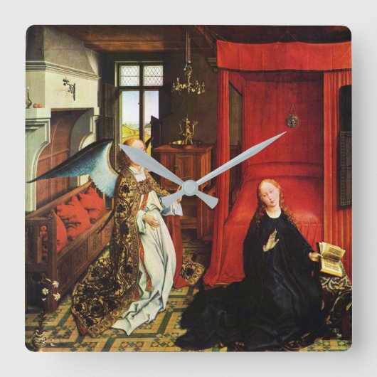 ANNUNCIATION ANGEL Archangel Gabriel en Virgin Vierkante Klok (Voorkant)