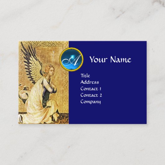 ANNUNCIATION ANGEL Blue Sapphire Gem Monogram Visitekaartje (Voorkant)