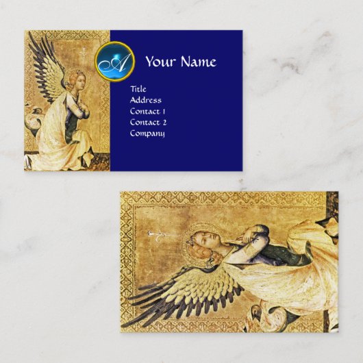 ANNUNCIATION ANGEL Blue Sapphire Gem Monogram Visitekaartje (Voorkant / Achterkant)