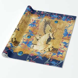 ANNUNCIATION ANGEL FLORAL CHRISTMAS PERCHMENT CADEAUPAPIER
