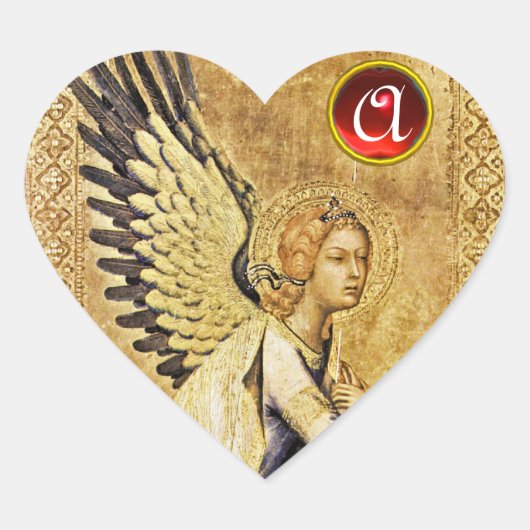 ANNUNCIATION ANGEL Heart Red Ruby Monogram Hart Sticker (Voorkant)