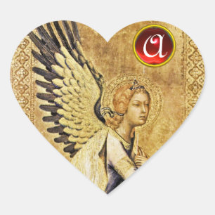 ANNUNCIATION ANGEL Heart Red Ruby Monogram Hart Sticker