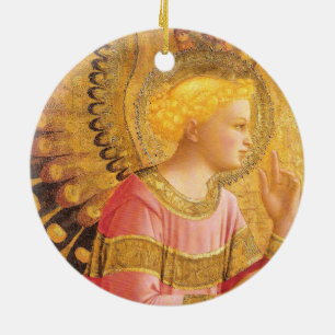 ANNUNCIATION ANGEL IN GOLD PINK Kerstmis Keramisch Ornament