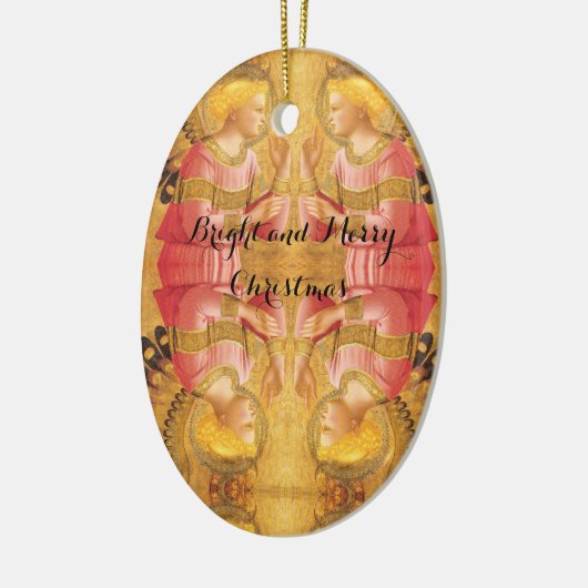ANNUNCIATION ANGEL IN GOLD PINK Kerstmis Keramisch Ornament (Links)