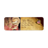 ANNUNCIATION ANGEL IN GOUD EN ROZE MONOGRAM ETIKET (Voorkant)
