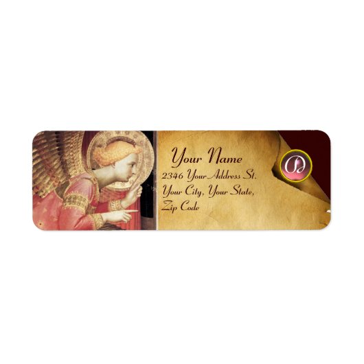 ANNUNCIATION ANGEL IN GOUD EN ROZE MONOGRAM ETIKET (Voorkant)