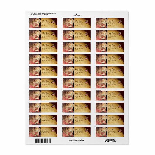 ANNUNCIATION ANGEL IN GOUD EN ROZE MONOGRAM ETIKET (Full Sheet)