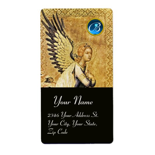 ANNUNCIATION ANGEL MONOGRAM, Blue Sapphire, Black Etiket (Voorkant)