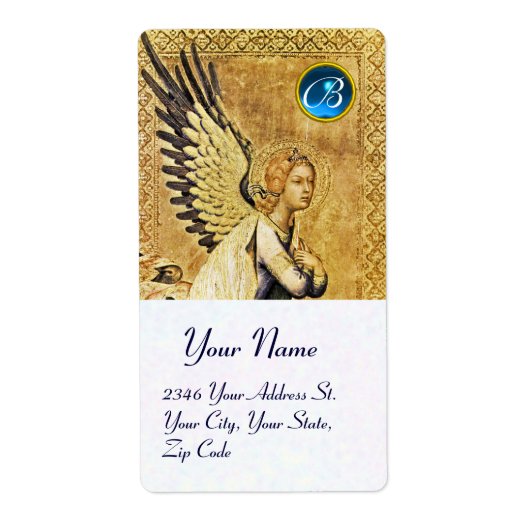 ANNUNCIATION ANGEL MONOGRAM, Blue Sapphire Etiket (Voorkant)
