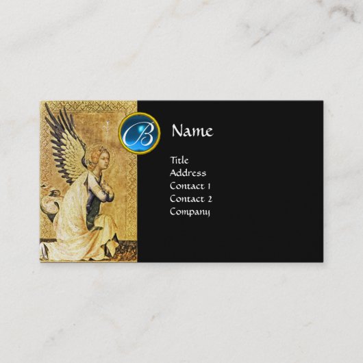ANNUNCIATION ANGEL MONOGRAM, Blue Sapphire gold Visitekaartje (Voorkant)