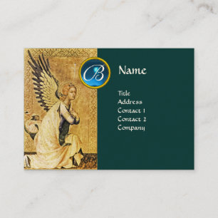 ANNUNCIATION ANGEL MONOGRAM, Blue Sapphire, Green Visitekaartje