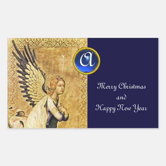 ANNUNCIATION ANGEL MONOGRAM, Blue Sapphire Rechthoekige Sticker (Voorkant)