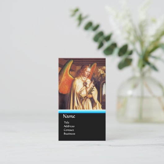 ANNUNCIATION ANGEL MONOGRAM, Blue Sapphire Visitekaartje (Staand voorkant)