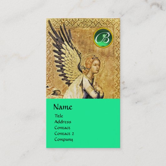 ANNUNCIATION ANGEL MONOGRAM, emerald green Visitekaartje (Voorkant)