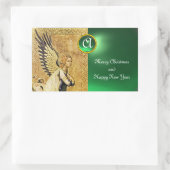 ANNUNCIATION ANGEL MONOGRAM, Green Jade Rechthoekige Sticker (Tas)
