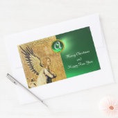 ANNUNCIATION ANGEL MONOGRAM, Green Jade Rechthoekige Sticker (Envelop)