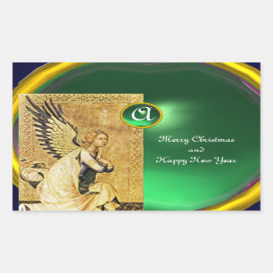 ANNUNCIATION ANGEL MONOGRAM, Green Jade Rechthoekige Sticker