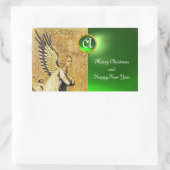 ANNUNCIATION ANGEL MONOGRAM, Groene Smaragd Rechthoekige Sticker (Tas)