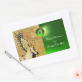 ANNUNCIATION ANGEL MONOGRAM, Groene Smaragd Rechthoekige Sticker (Envelop)