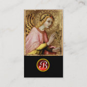 ANNUNCIATION ANGEL MONOGRAM, Red Ruby Gold Metal Visitekaartje (Achterkant)