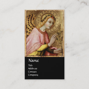 ANNUNCIATION ANGEL MONOGRAM, Red Ruby Gold Metal Visitekaartje