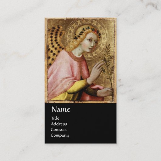 ANNUNCIATION ANGEL MONOGRAM, Red Ruby Gold Metal Visitekaartje (Voorkant)