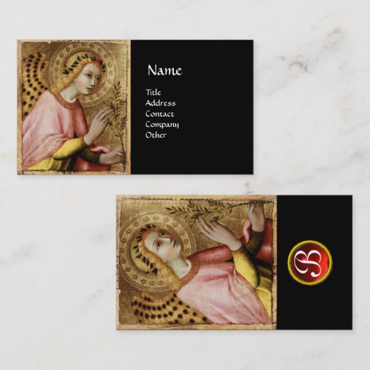 ANNUNCIATION ANGEL MONOGRAM, Red Ruby Gold Visitekaartje (Voorkant / Achterkant)
