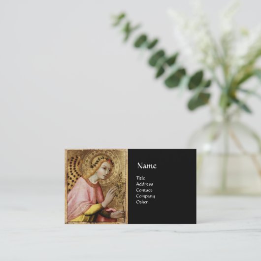 ANNUNCIATION ANGEL MONOGRAM, Red Ruby Gold Visitekaartje (Staand voorkant)