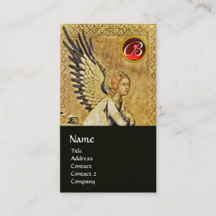 ANNUNCIATION ANGEL MONOGRAM, Red Ruby, Gold Visitekaartje