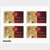 ANNUNCIATION ANGEL MONOGRAM, Red Ruby Rechthoekige Sticker (Vel)
