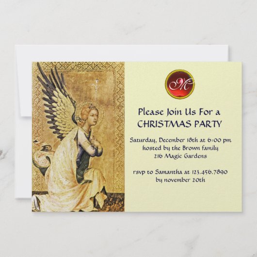 ANNUNCIATION ANGEL MONOGRAM, Red Ruby white ice Kaart (Achterkant)