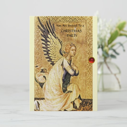 ANNUNCIATION ANGEL MONOGRAM, Red Ruby white ice Kaart (Staand voorkant)