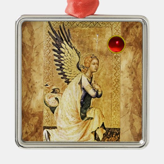 ANNUNCIATION ANGEL Red Ruby Metalen Ornament (Voorkant)