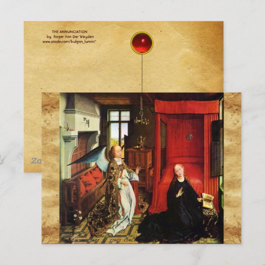 ANNUNCIATION Archangel Gabriel, Virgin Parchment Briefkaart (Voorkant / Achterkant)