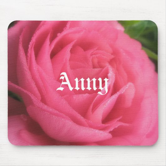 Anny Blush Pink Floral Girls Name Mousepad Muismat (Voorkant)