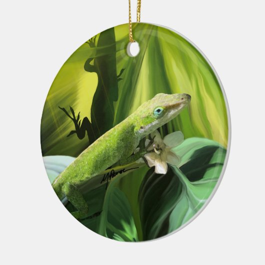 Anole Lizard Keramisch Ornament (Links)