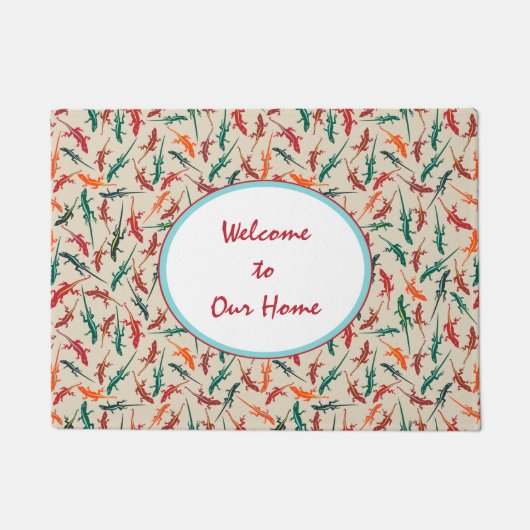 Anole Lizards Red Green Oranje Pattern Deurmat (Voorkant)