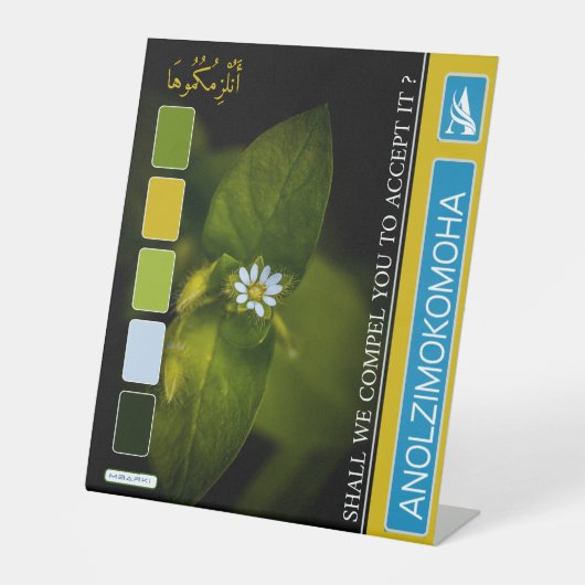 ANOLZIMOKOMOHA RECLAMEBORD MET VOETSTUK (Voorkant)