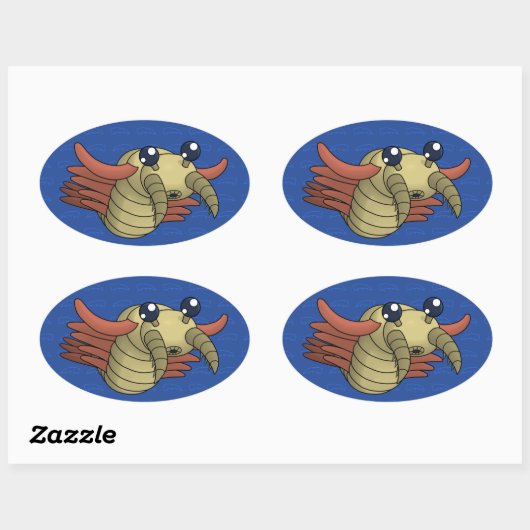 Anomalocaris - Ongebruikelijke garnaal Ovale Sticker (Vel)