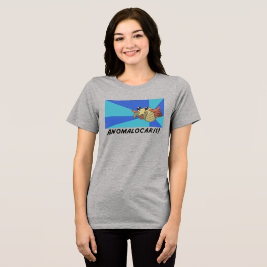 Anomalocaris! prehistorisch dier Tri-Blend shirt (Voorkant volledig)