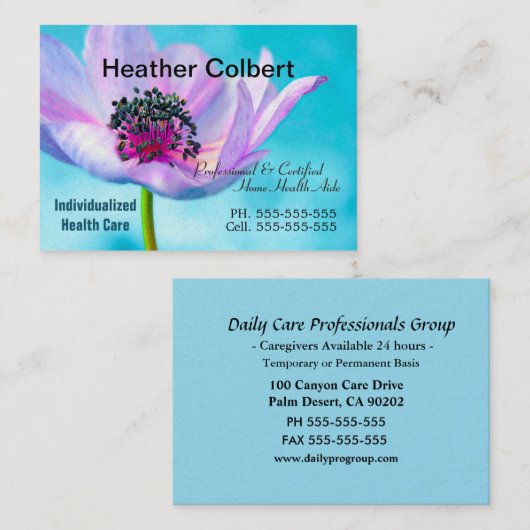 Anome Floral Caregiver Professional Visitekaartje (Voorkant / Achterkant)