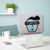 Anoniem Niemand Mysterieus Cartoon Gezicht Sticker (Laptop op bureau)
