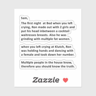 Anonieme brief aan Sammi Sticker